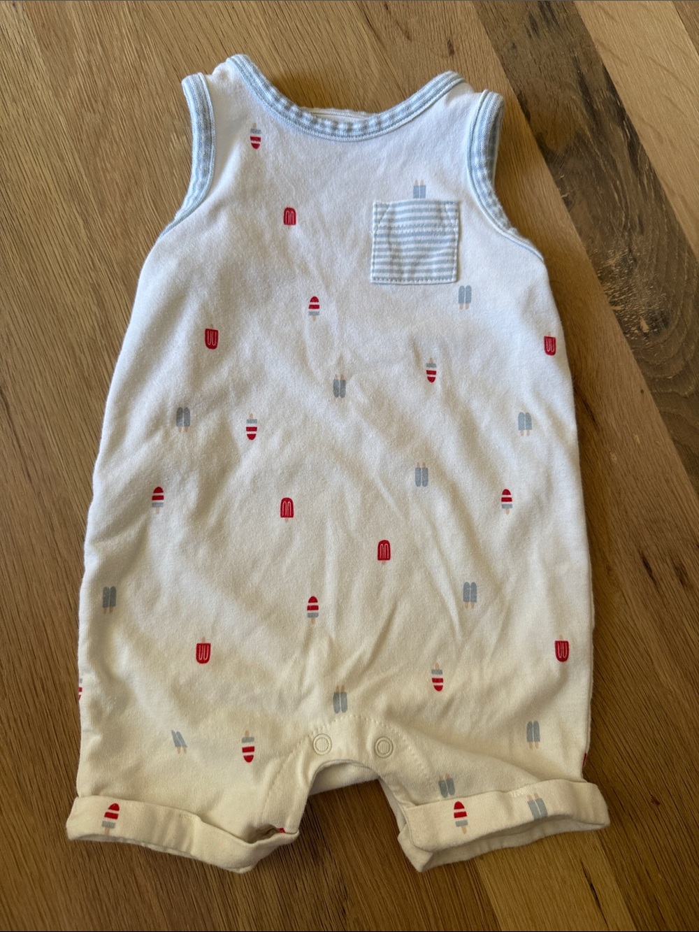 cloud island White Baby One-Piece with Red and Light Blue Buoy Print